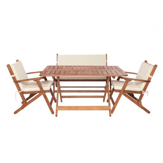4-6 Kişilik Geniş Katlanır Ahşap Bahçe Seti - 135x80cm. (Grup D)