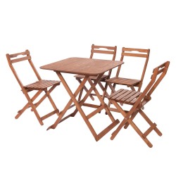 4 Kişilik Katlanır Sandalyeli Oturma Grubu - 70x70 cm (Grup B)