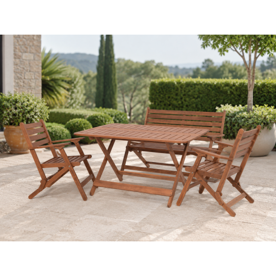 4-6 Kişilik Geniş Katlanır Ahşap Bahçe Seti - 135x80cm. (Grup D)